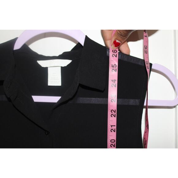 H&M Black Transparent Button Down Sleeveless Blouse Size 2 - Picture 3 of 4
